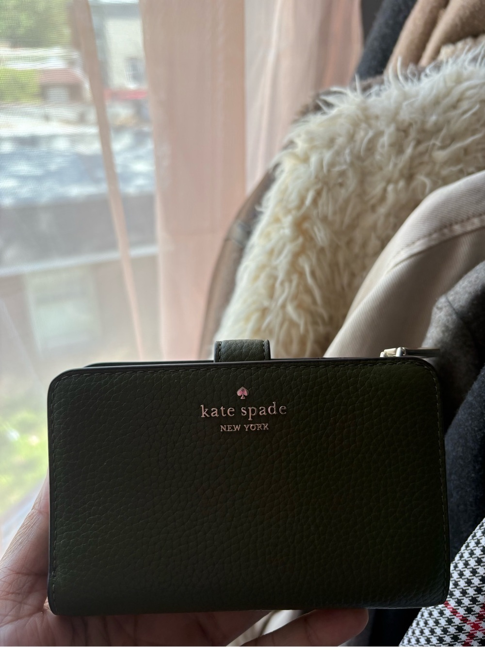 kate spade Olive Green Pebbled Leather Wallet